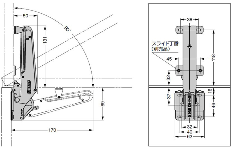 日本LAMP可調任意停TTM下翻撐-櫃門鉸-櫃門較-緩衝門鉸-厨櫃門鉸4