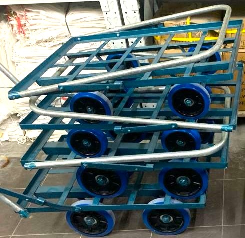 藍轆四輪手推車-插桿六輪貨倉超市載物手推車-Iron-Hand-Trolley-摺疊式物流手推車1