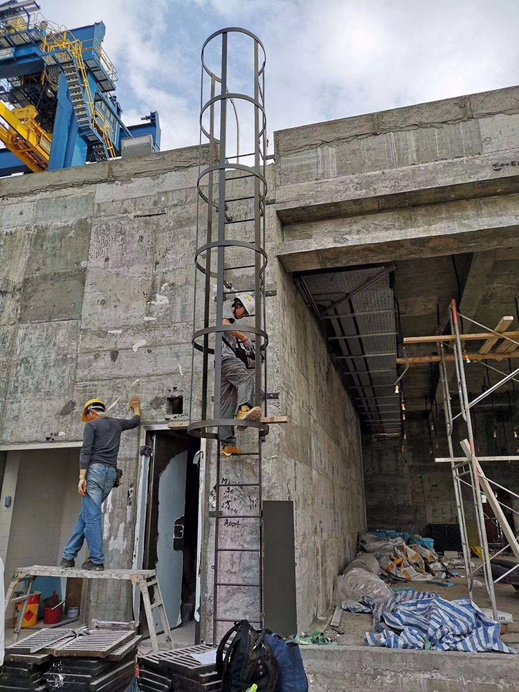 訂造外牆GMS鉛水鐵固定貓梯連背環 Fixed Vertical Ladder with Safety Cage 不銹鋼工程 不鏽鋼工程 鋼鐵工程