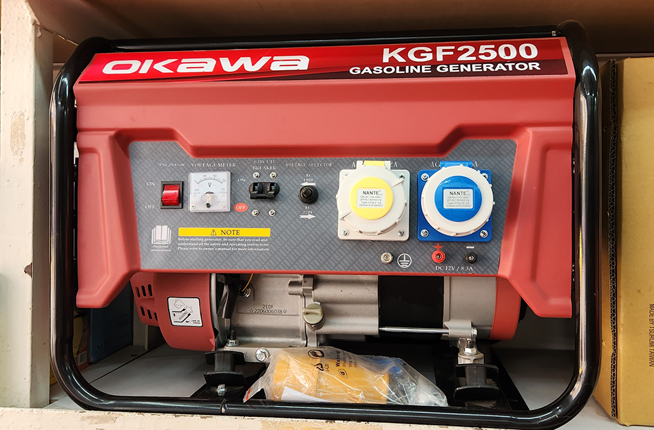OKAWA汽油發電機配防水插座-Gasoline-Generator-便攜式發電機-小型發電機-地盤發電機-臨時發電機-電油發電機