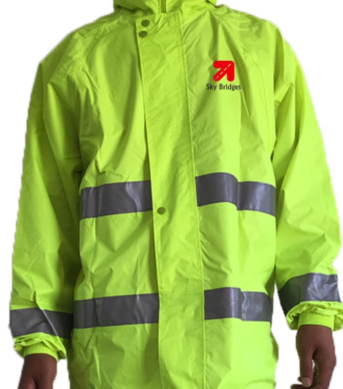 戶外工作安全反光雨衣套裝-可訂制公司logo-地盤反光雨衣-工程制服-雨褸